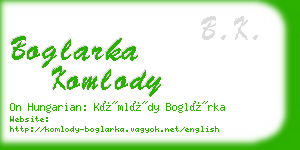 boglarka komlody business card